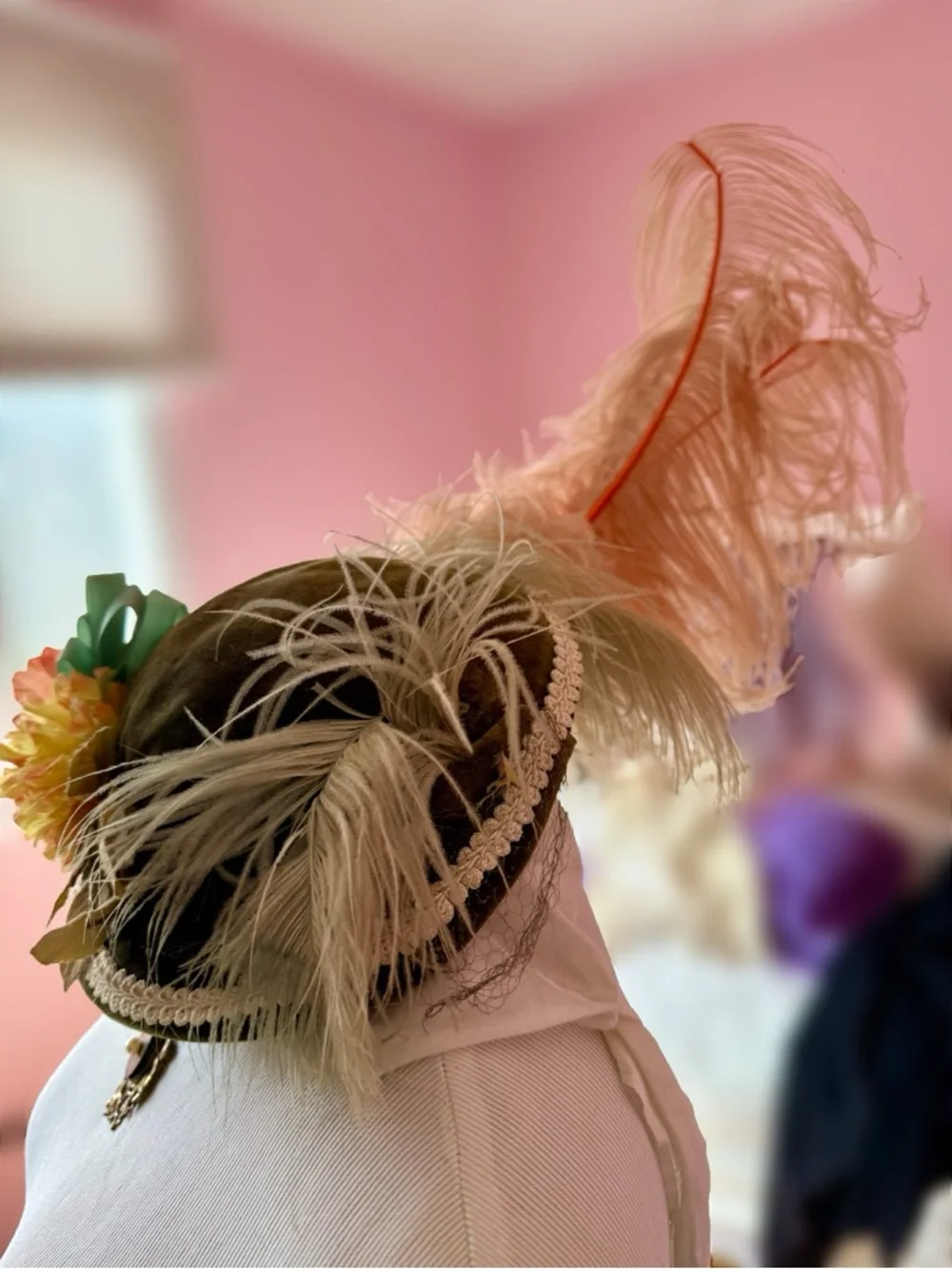 Victorian Hat Chapeau Floral & Feathered - Picture 2 of 5
